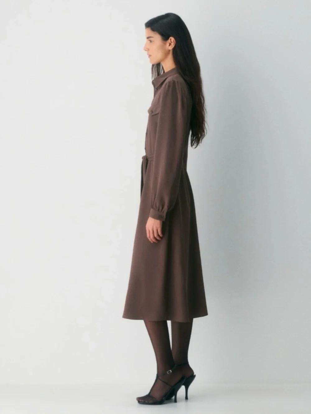 Aritzia Wilfred (Re)Twill™ Songbird Dress Cocoa Powder Brown - Picture 3 of 11